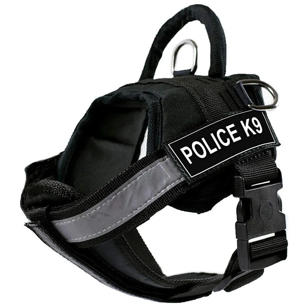 K9 Police Dog Harness Dog Vest Adjustable XL- 28-38 Inch Girth, Black