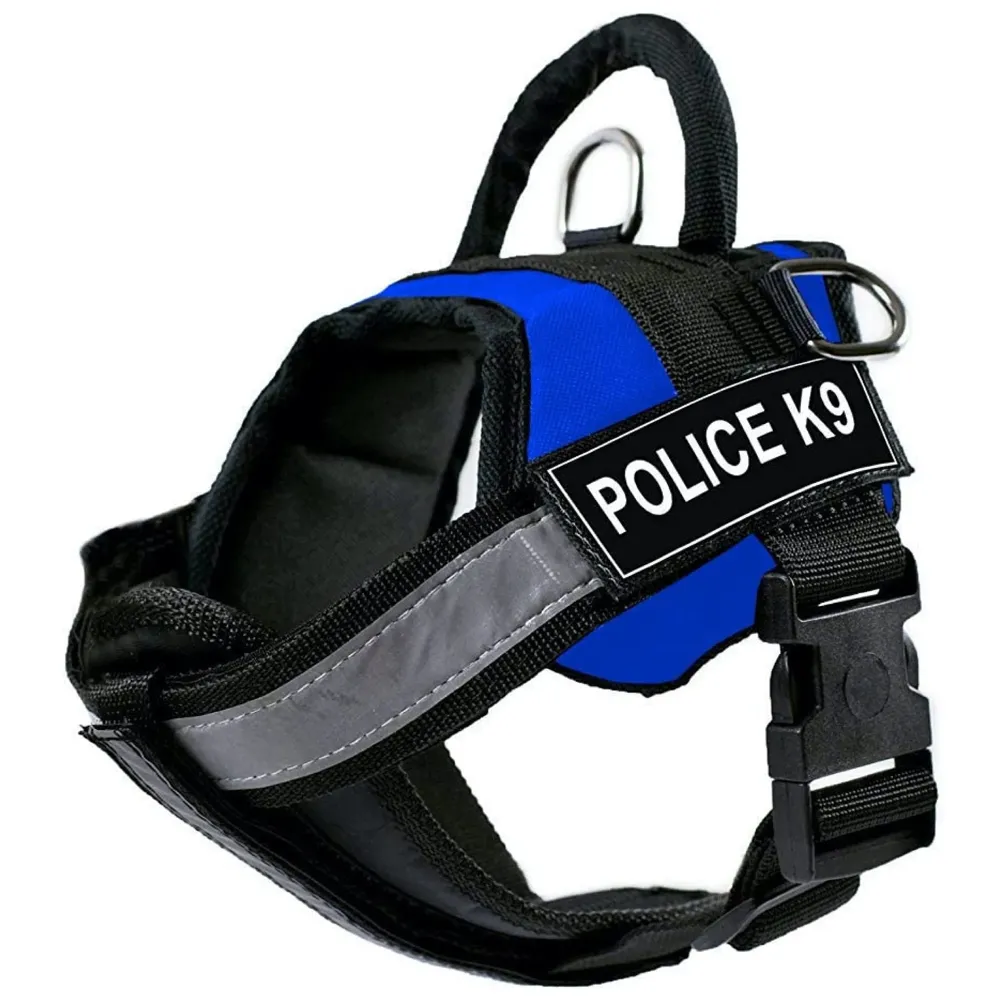 Dog K9 Police Harness Dog Vest Loop Straps and Handle and Adjustable (M- 22-28 Inch Girth, Blue)