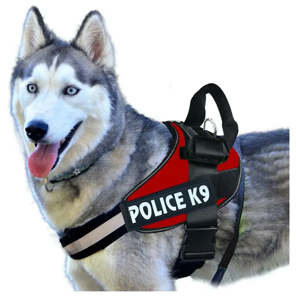 Dog K9 Police Harness Dog Vest With Hook And Loop Straps And Handle And Adjustable (Xl- 28-38 Inch Girth, Red), Pack Of 1
