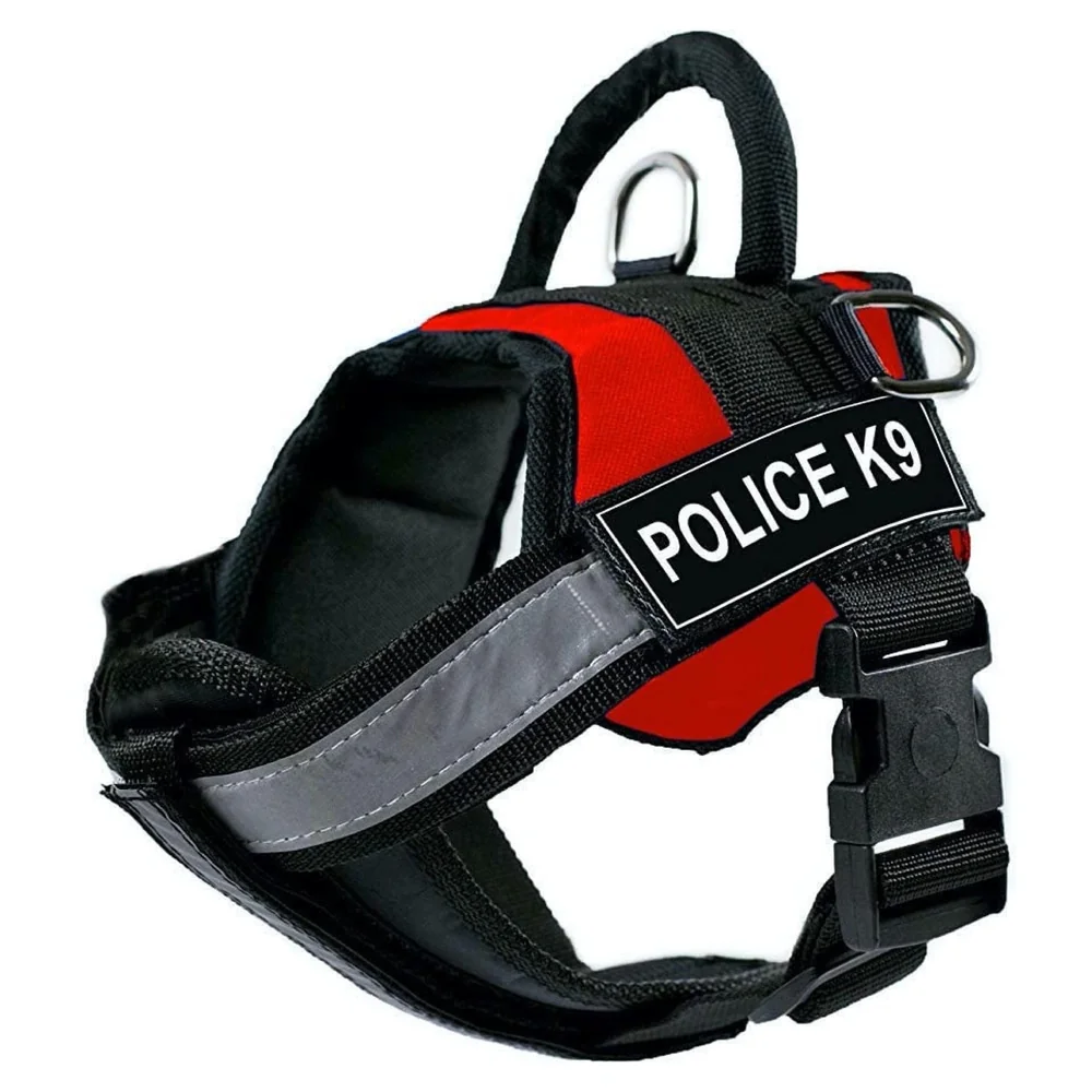 Dog K9 Police Harness Dog Vest With Hook And Loop Straps And Handle And Adjustable (Xl- 28-38 Inch Girth, Red), Pack Of 1