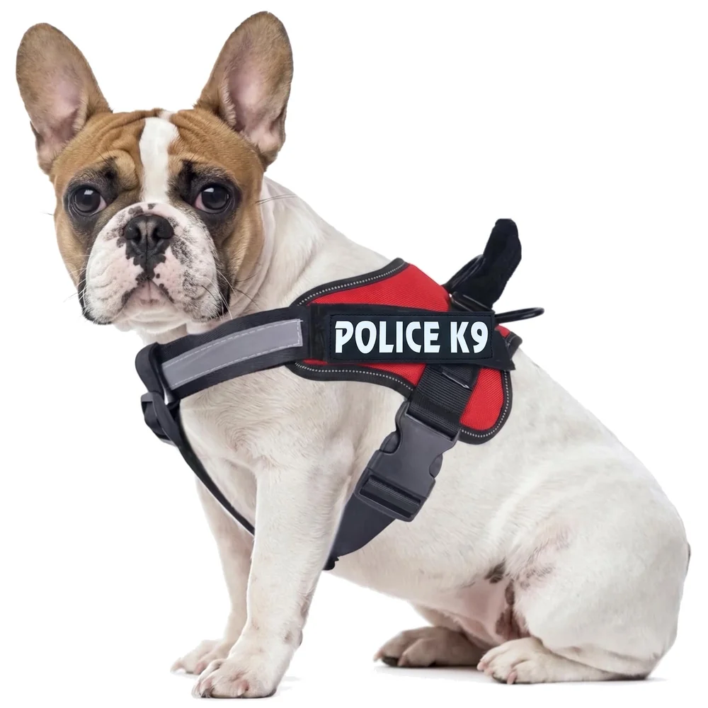 Dog K9 Police Harness Dog Vest with Hook and Loop Straps and Handle and Adjustable (Medium - 22-28 Inch Girth, Red)
