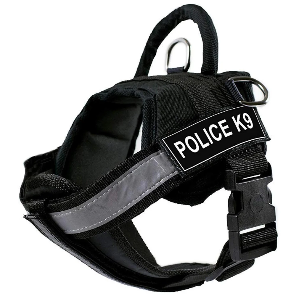 Dog K9 Police Dog Harness Vest with Hook and Loop Straps and Handle and Adjustable (XL- 28-38 Inch Girth, Black),210 gram