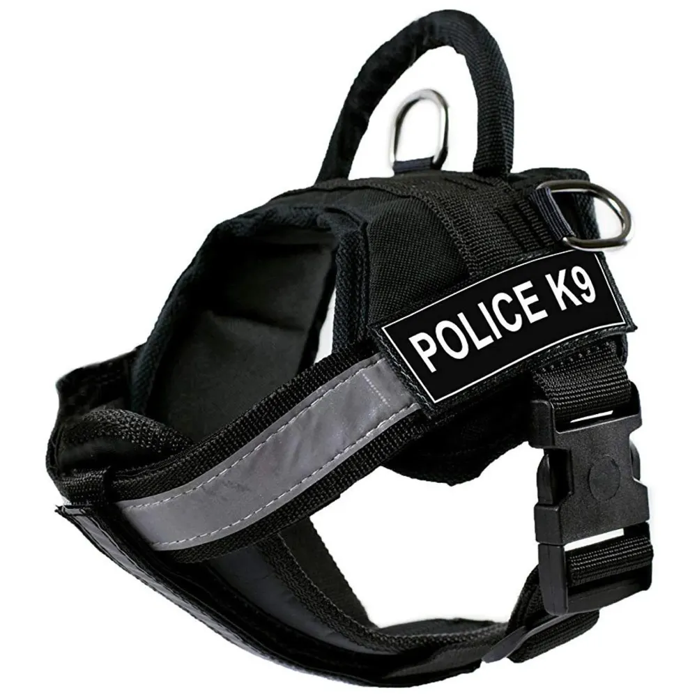 Dog K9 Police Dog Vest with Hook and Loop Straps and Handle and Adjustable (XXL- 32-44 Inch Girth, Black)