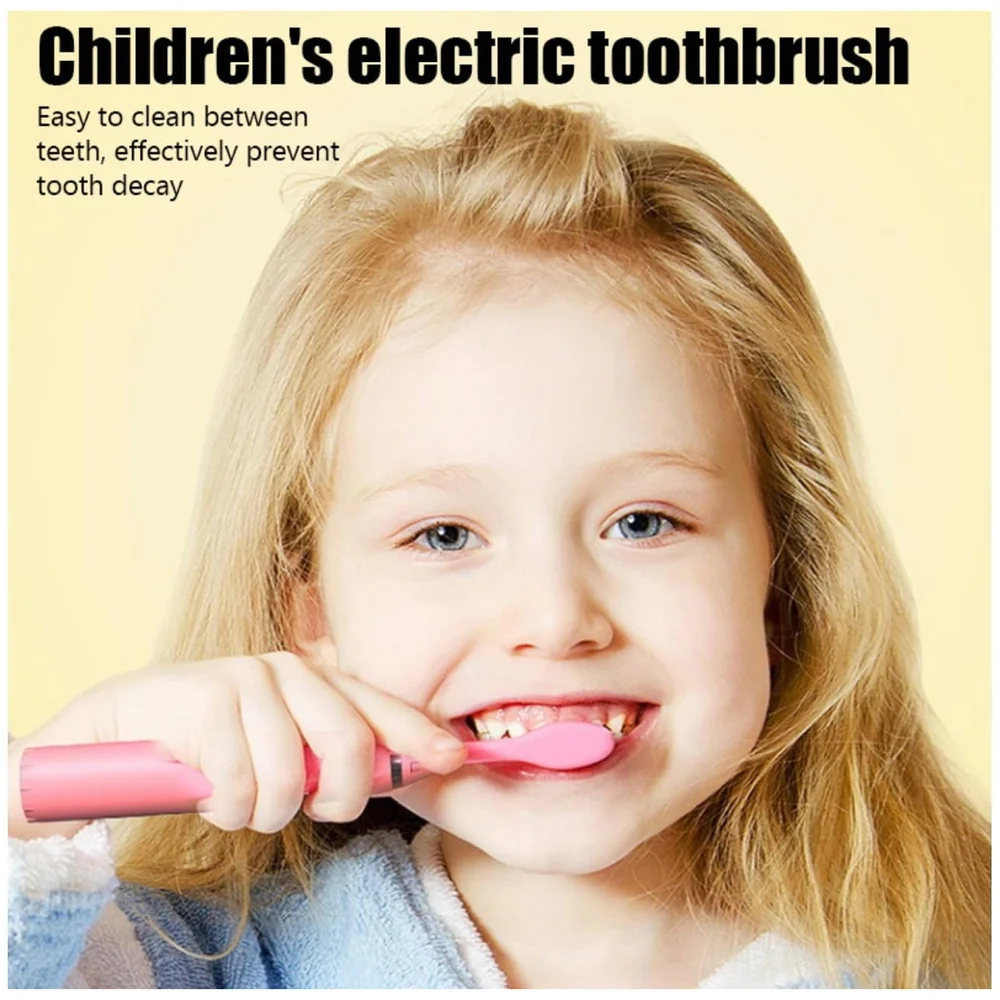 Kids Children Electric Automatic Toothbrush Kit With 6 Brushes,4 Modes Of Bunny Pink Cartoon Animals Tooth Cleaner Set Oral Care Electric Toothbrush Dental Tools For Age 3-15 Years - 1 Piece