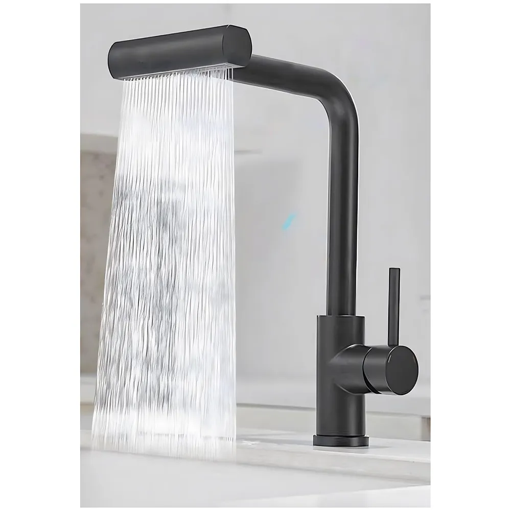 3 in 1 Black Kitchen Faucet Mixer Swivel Pull Out Sprayer 36 cm
