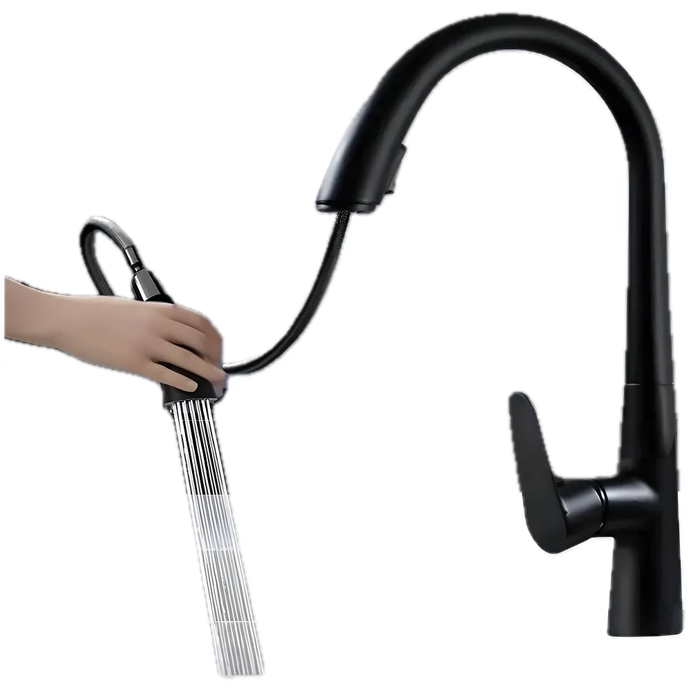 Kitchen Tap Pull Out Mixer 2 Flow Sprayer Black 42.5x26 cm Tap