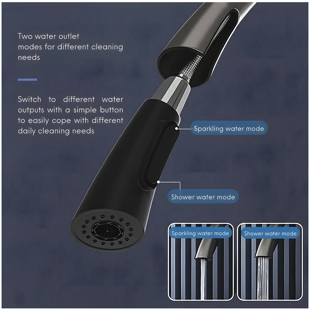 Kitchen Tap Pull Out Mixer 2 Flow Sprayer Black 42.5x26 cm Tap