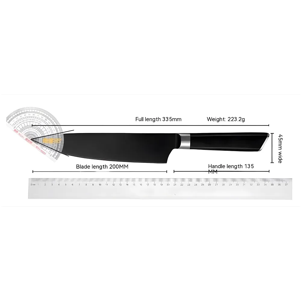 Damascus Matt Black Japanese Chef Knife 8 inch Carbon Steel Box