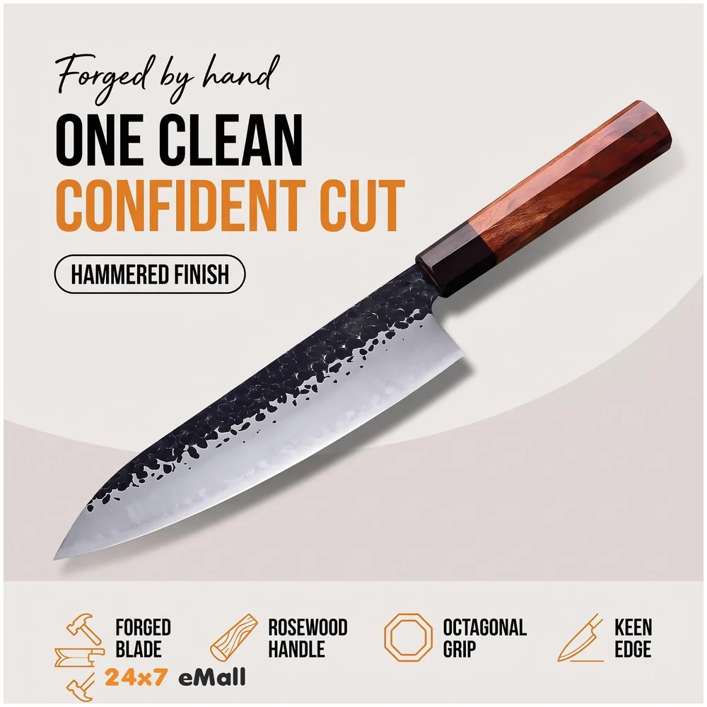 Berlin Japanese Damascus Chef Knife Enriched Pattern 8 inches