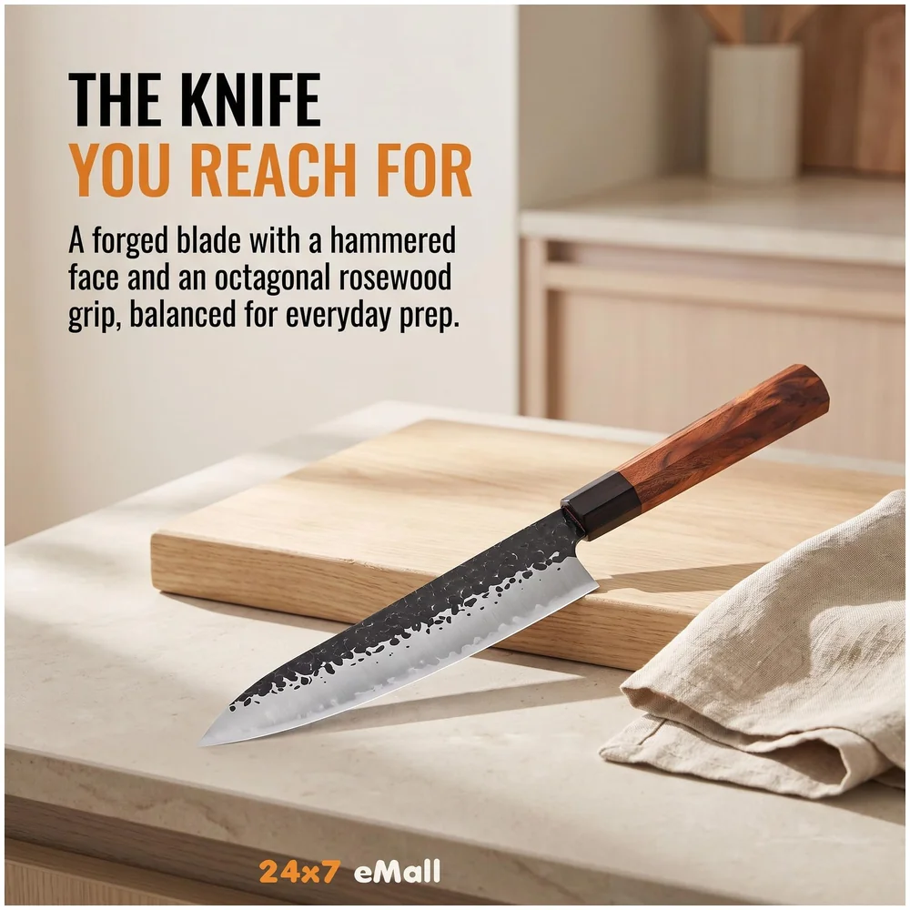 Berlin Japanese Damascus Chef Knife Enriched Pattern 8 inches