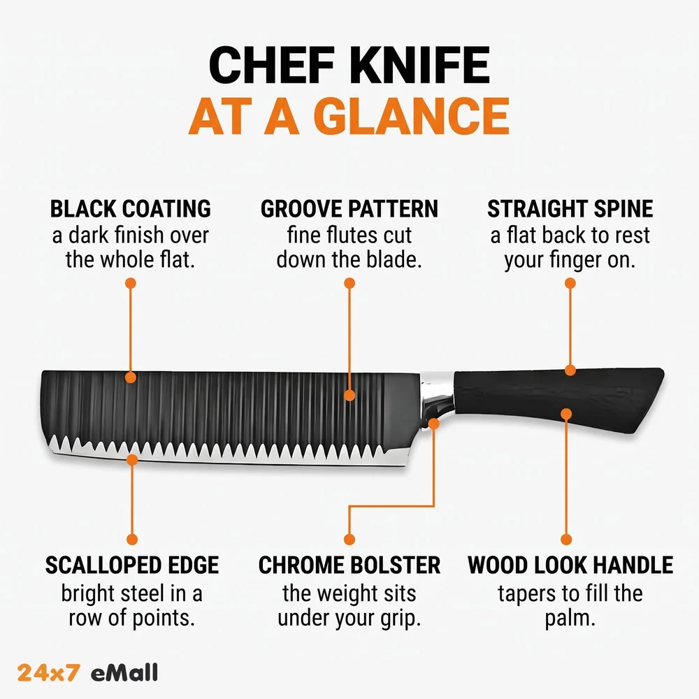 6 Pcs Knife Japanese Knife with Groove Pattern Chef Knife High Carbon Stainless Steel Laser Knives Kitchen with Box