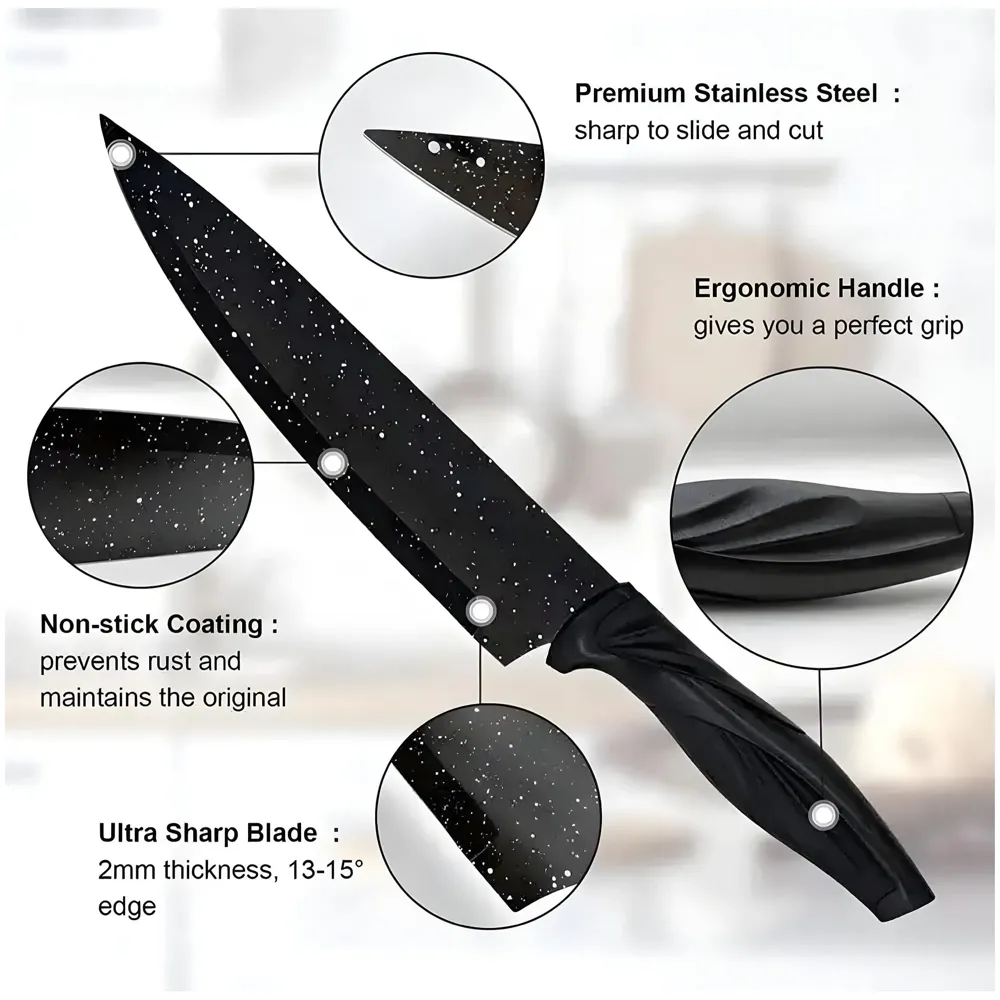 6 Pcs Knife Japanese Knife with Granite Pattern Chef Knife High Carbon Stainless Steel Laser Knives Kitchen with Box