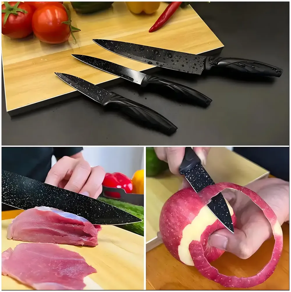 6 Pcs Knife Japanese Knife with Granite Pattern Chef Knife High Carbon Stainless Steel Laser Knives Kitchen with Box
