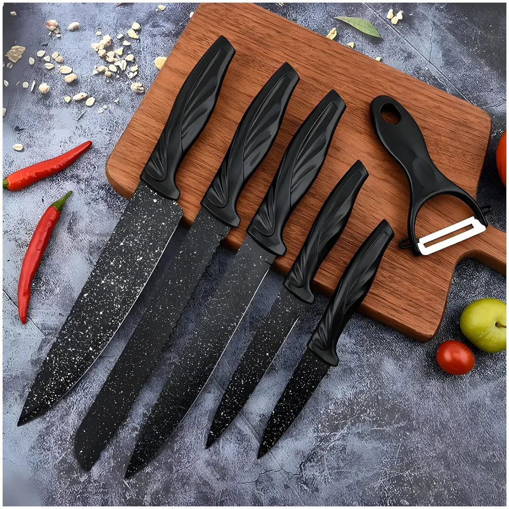 6 Pcs Knife Japanese Knife with Granite Pattern Chef Knife High Carbon Stainless Steel Laser Knives Kitchen with Box
