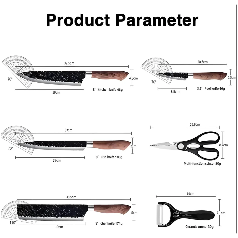 6 Pcs Knife Japanese Knife with Damascus Pattern ~ Shimura Collection ~ Chef Knife High Carbon Stainless Steel Laser Knives Kitchen with Box