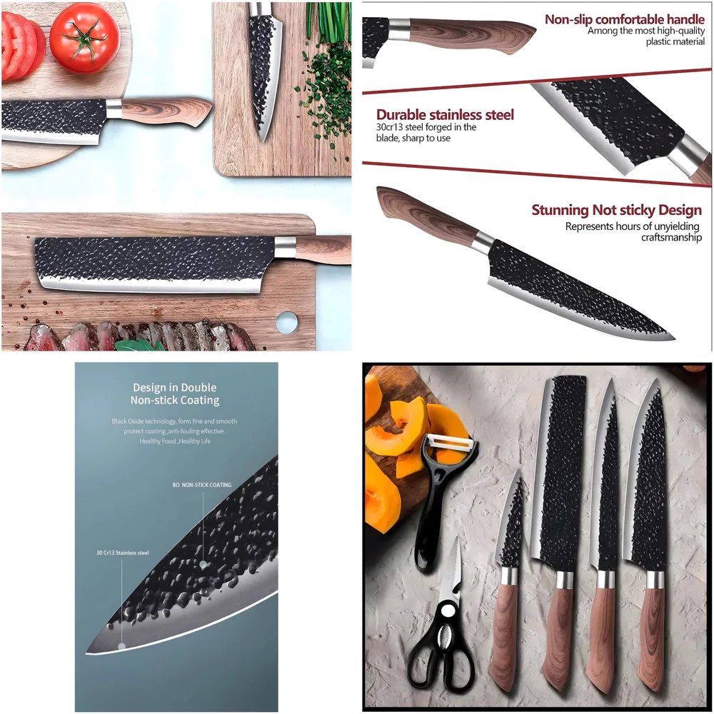 6 Pcs Knife Japanese Knife with Damascus Pattern ~ Shimura Collection ~ Chef Knife High Carbon Stainless Steel Laser Knives Kitchen with Box