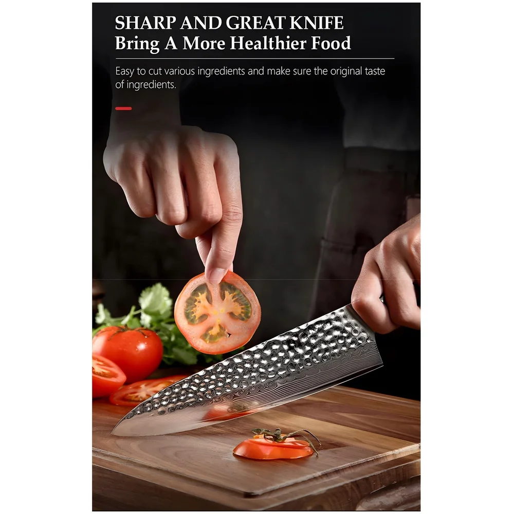 5 Pcs Knife Japanese Knife with Damascus Pattern ~ Tsushima Collection ~ Chef Knife High Carbon Stainless Steel Laser Knives Kitchen 5 pcs