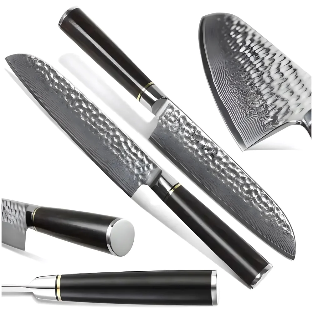 5 Pcs Knife Japanese Knife with Damascus Pattern ~ Tsushima Collection ~ Chef Knife High Carbon Stainless Steel Laser Knives Kitchen 5 pcs