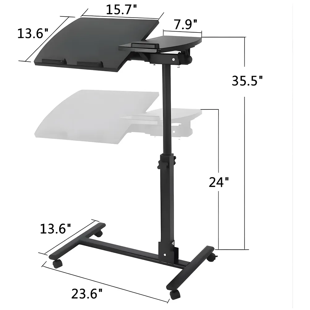 Portable Laptop Stand Desk Table with Wheels Height Adjustable
