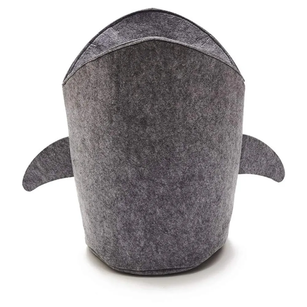 Kids Shark Laundry Dirty Clothes Basket Toys Storage Organizer Bin Hamper Tote Box Felt Cloth Eco-Friendly Collapsible Foldable Multi-Functional (Dark)