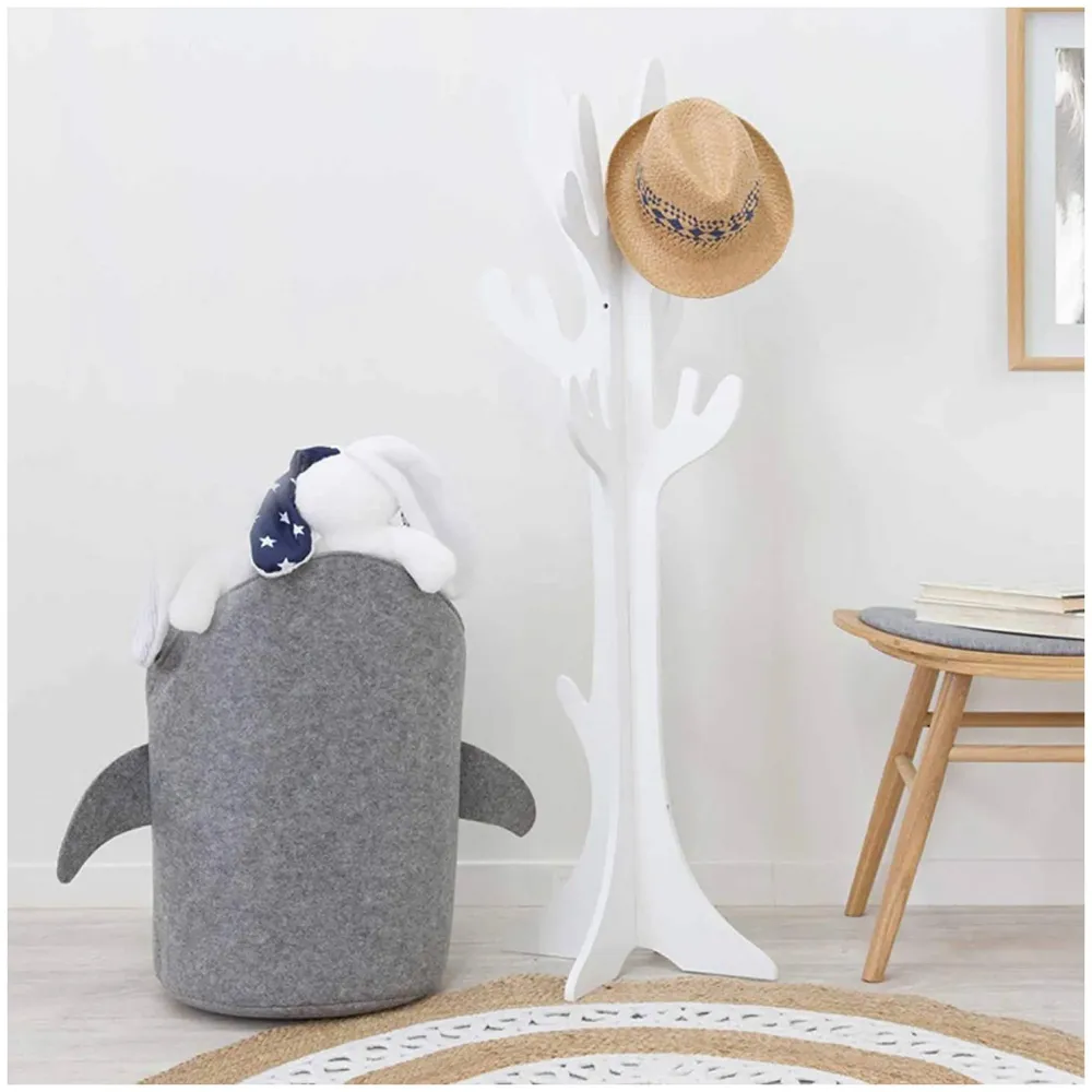 Kids Shark Laundry Dirty Clothes Basket Toys Storage Organizer Bin Hamper Tote Box Felt Cloth Eco-Friendly Collapsible Foldable Multi-Functional (Light)