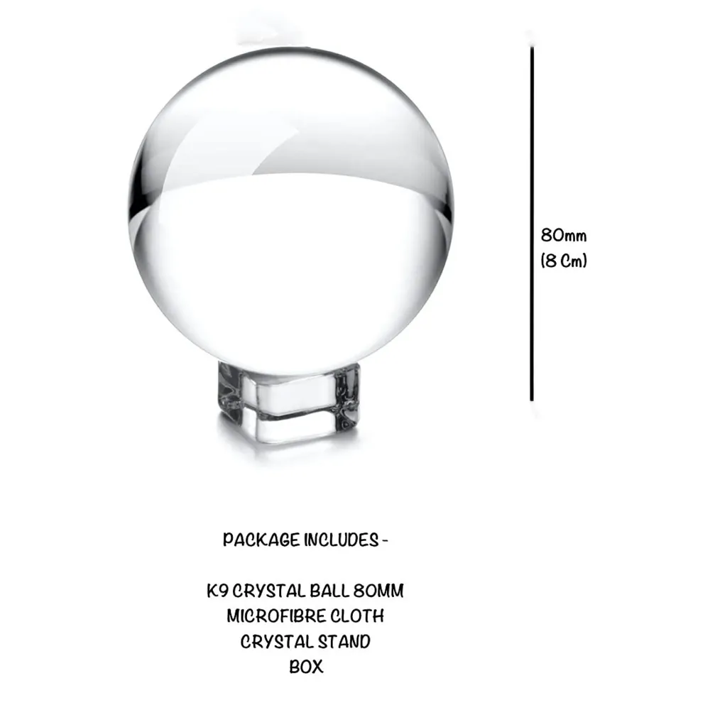 80 mm K9 Crystal Ball Pro and Stand for Creative Photography 8 Cm Clear with Box