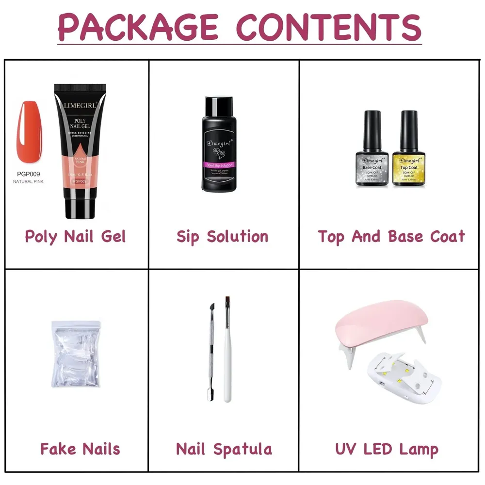 Natural Pink Acrylic Gel Poly Nail Gel Nail Gel Extension Set