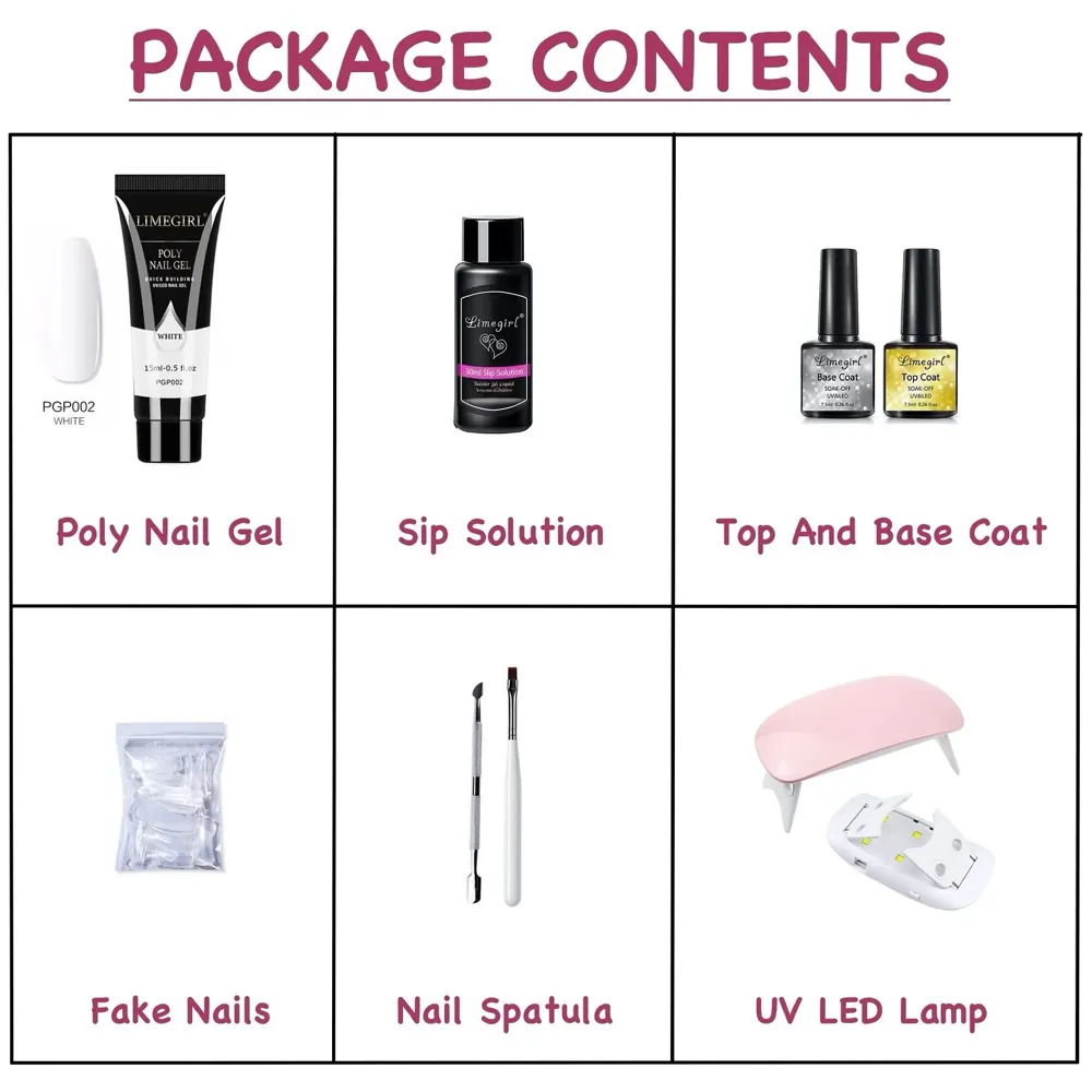 White Acrylic Gel Poly Nail Gel Nail Gel Extension Set