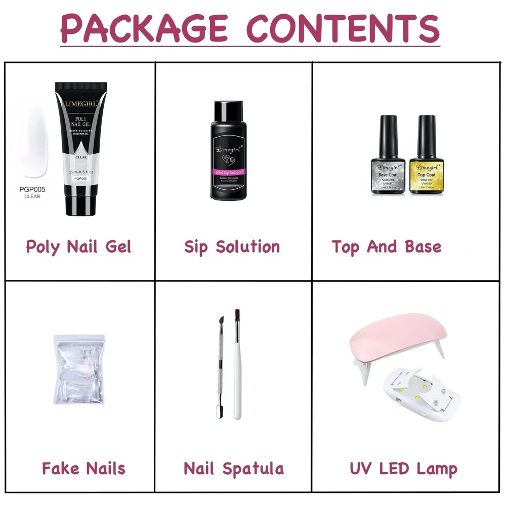 Transparent Clear Acrylic Gel Poly Nail Gel Nail Gel Extension Set