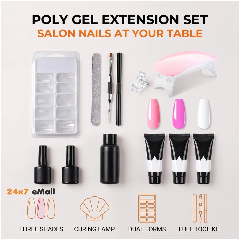 3 Pc Rose Pink, Pink And White Acrylic Gel Poly Nail Gel Nail Gel Extension Set