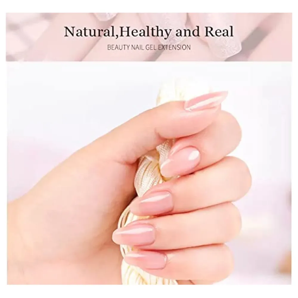 Pink Acrylic Gel Nail Extension Set with Nail Lamp