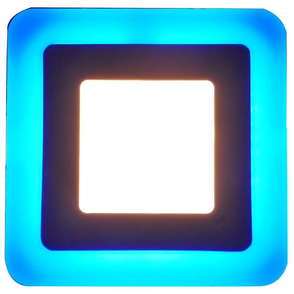 Premium 6W Square LED Panel Light 4 x 4 inch Ceiling Downlight 3 Colour Blue Ring Warm White Cool White 90-265V