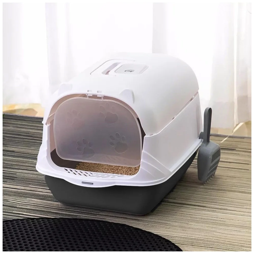 Black Cat Litter Box Cat Litter Tray with Dome and Scoop with Foul Smell Absorber 18 x14 x14 Inch (45x35x35Cm)