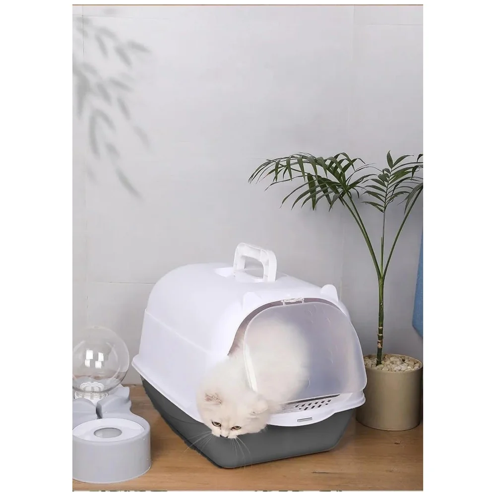 Black Cat Litter Box Cat Litter Tray with Dome and Scoop with Foul Smell Absorber 18 x14 x14 Inch (45x35x35Cm)