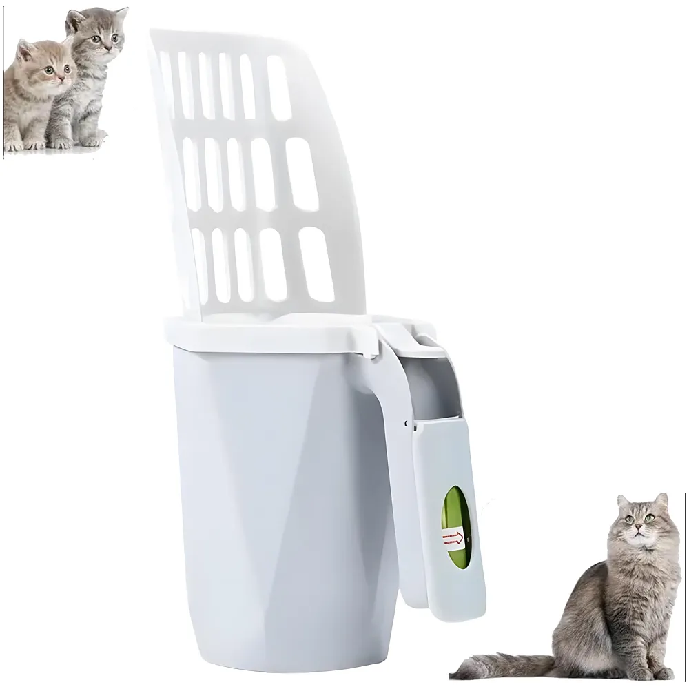 2 in 1 Cat Litter Scooper Waste Holder ABS 31 x 16 cm Grey
