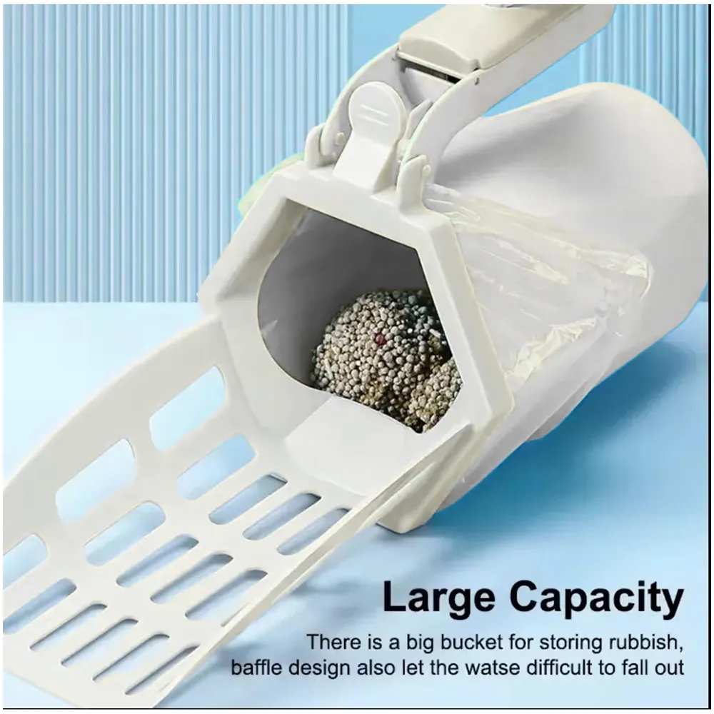 2 in 1 Cat Litter Scooper Waste Holder ABS 31 x 16 cm Grey