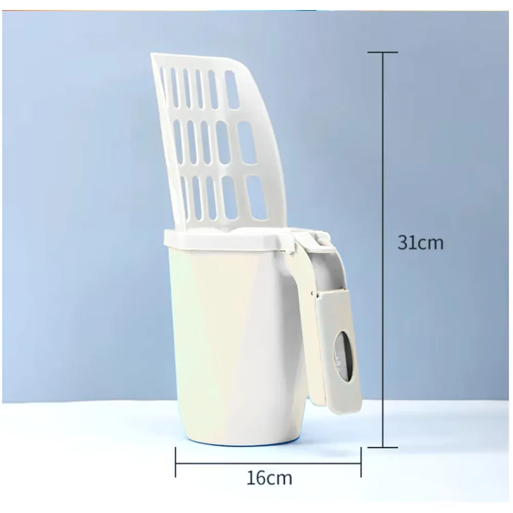 2 in 1 Cat Litter Scooper Waste Holder ABS 31 x 16 cm Grey