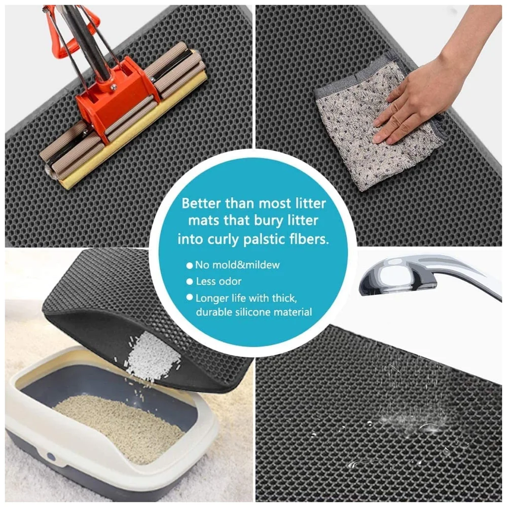 Combo Cat Litter Box and Cat Litter Mat Combo Tray with Dome and Scoop with Foul Smell Absorber