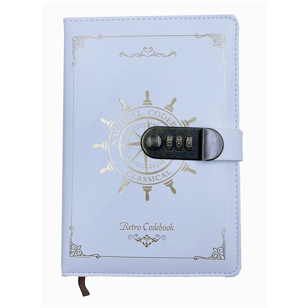 Lock Diary Notebook with Number Combination Lock & PU Leather Cover Secret Lock Diary 22x15 cm, 230 Pages