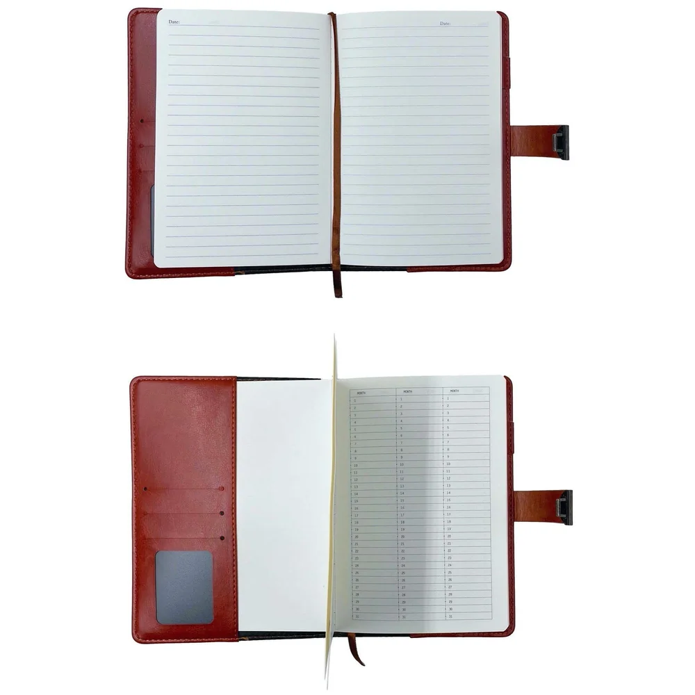 Lock Diary Notebook with Number Lock Combination PU Leather Cover (22x15 cm, 230 Pages) (Brown)