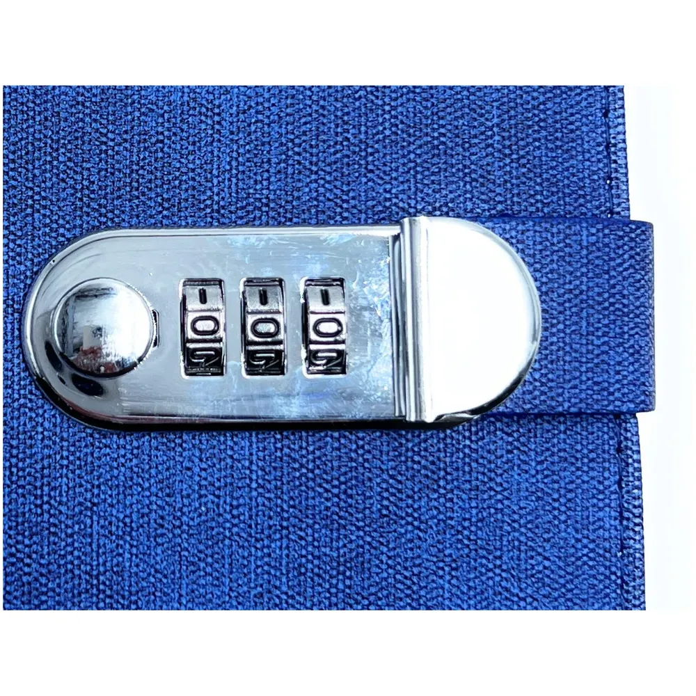 Lock Diary Notebook with Number Lock Combination PU Leather Blue Jeans Design Cover 22x15 cm, 230 Pages
