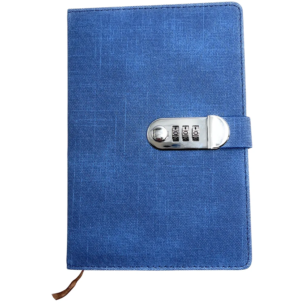 Number Lock Diary Notebook PU Leather Light Blue Jeans 230 Pages