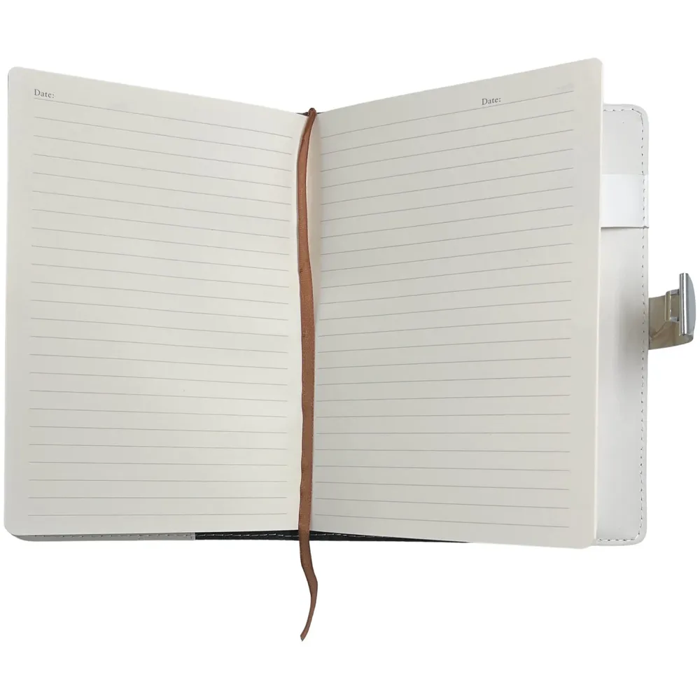 Lock Diary Notebook with Number Lock Combination PU Leather White Marble Design Cover 22x15 cm, 230 Pages