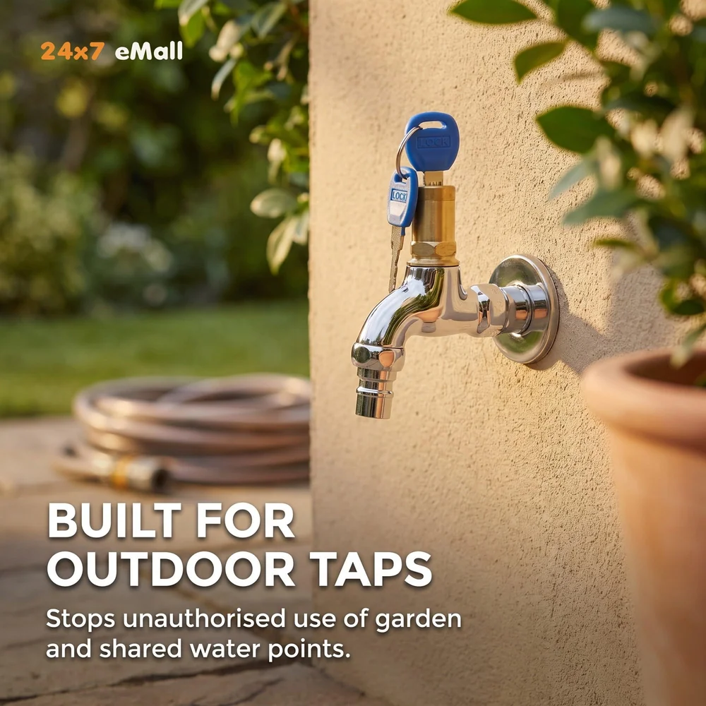 Stainless Steel Tap with Lock and Key Lock Tap, 1/2" Thread Water Lockable Polished Faucet, Faucet Locks Outdoor, Garden Tap, Home Outdoor Garden Tool., Silver