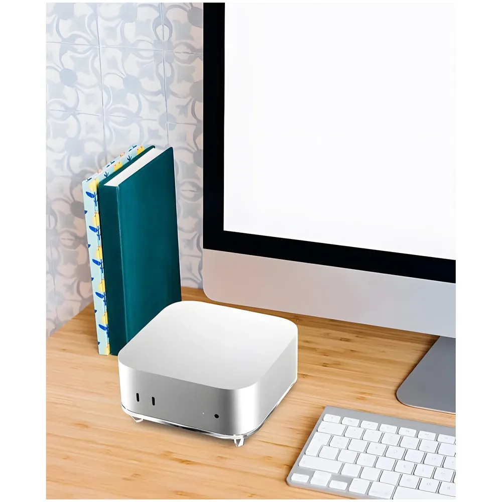 Acrylic Stand for Mini M4 Models – Transparent Non-Slip Docking Station Desktop Holder, Desk Organization, Power Button Access. ONLY STAND.