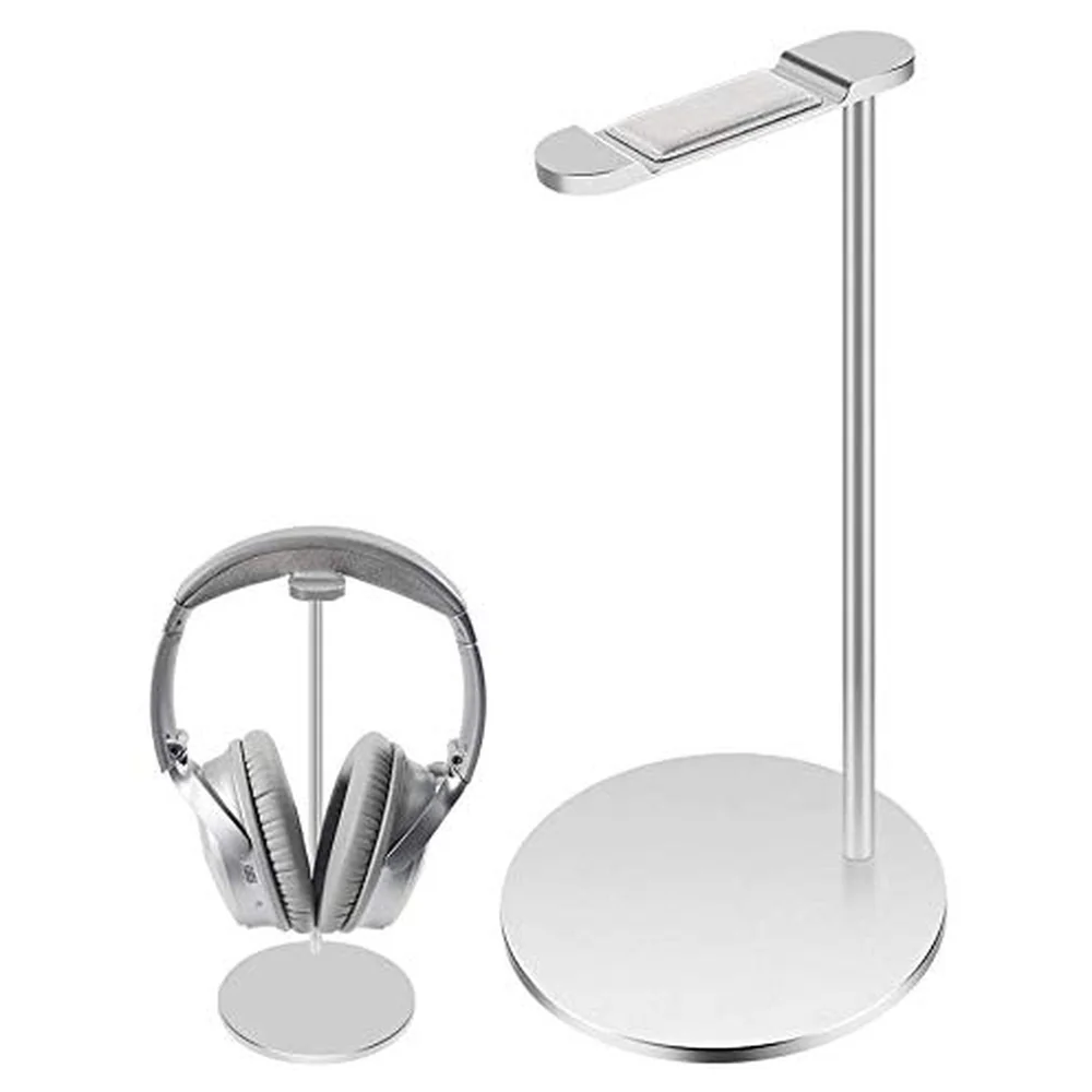Headphone Stand Aluminium Bar Padded Headrest ABS Base Silver