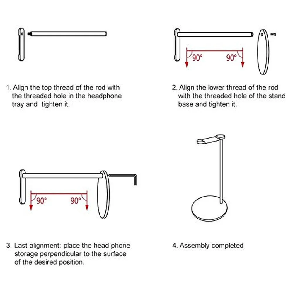 Headphone Stand Aluminium Bar Padded Headrest ABS Base Silver