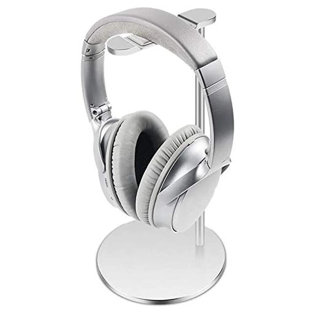 Headphone Stand Aluminium Bar Padded Headrest ABS Base Silver