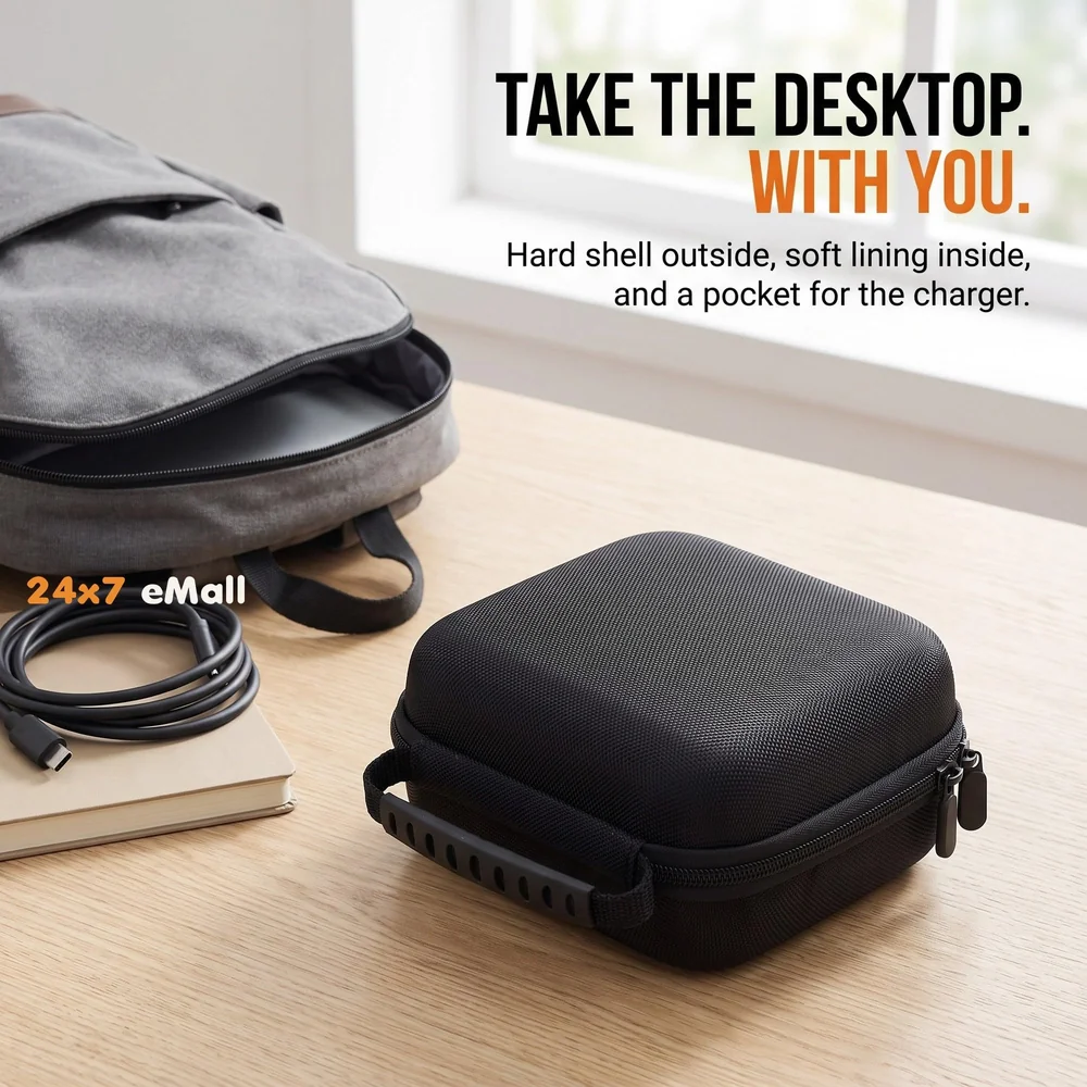 Hard Carry Case Compatible with Mac mini M4 Series Desktop Computer Hard Shell Carrying Case, Protective Travel Case Storage Bag- 16 Cm x 16 cm x 9.5 Cm EVA
