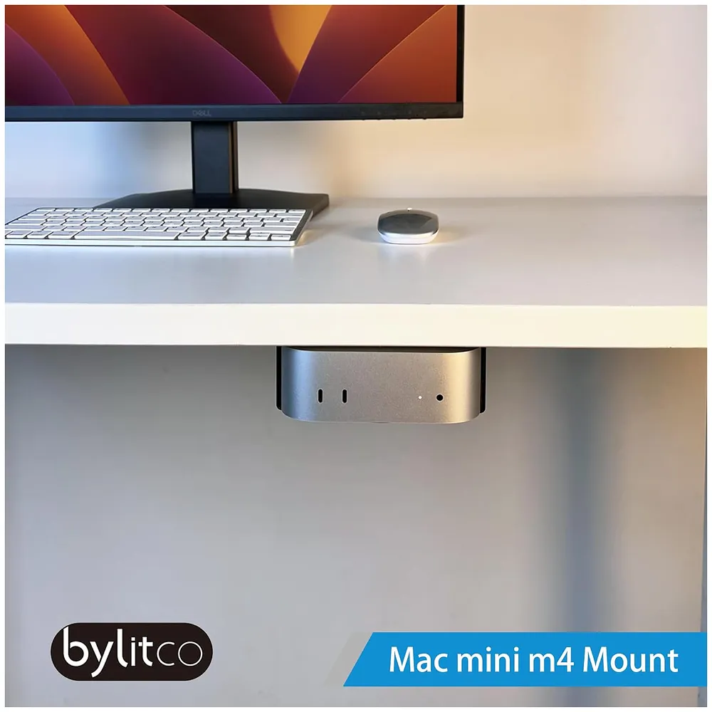 Bylitco All Metal Mount Holder Bracket for Mac Mini M4/M4 Pro 2024, Under Desk or Behind The Monitor